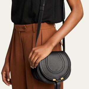 Chloe Marcie Small Crossbody Bag in Grained Calfskin Black
